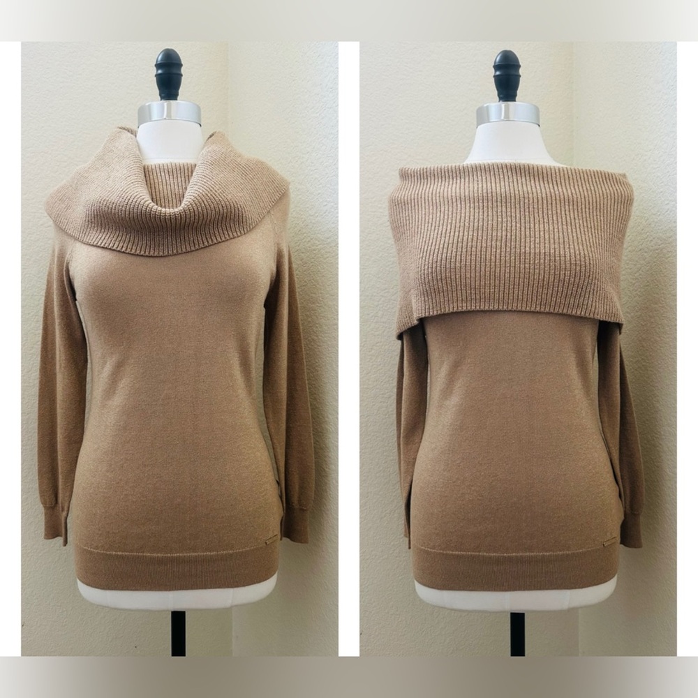 Michael-Michael Kors Cowl Long Sleeve Knit Top - Size S